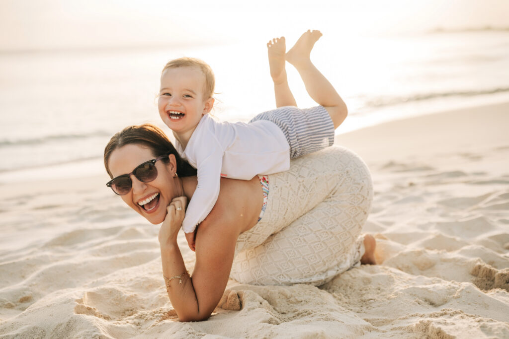 Grand Cayman family photos on the beach at sunset